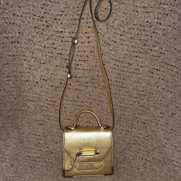 MACKAGE-RUBIE-Gold Leather-Arrow Clasped Handbag/Crossbody-NEW WITH TAG - Picture 2 of 10